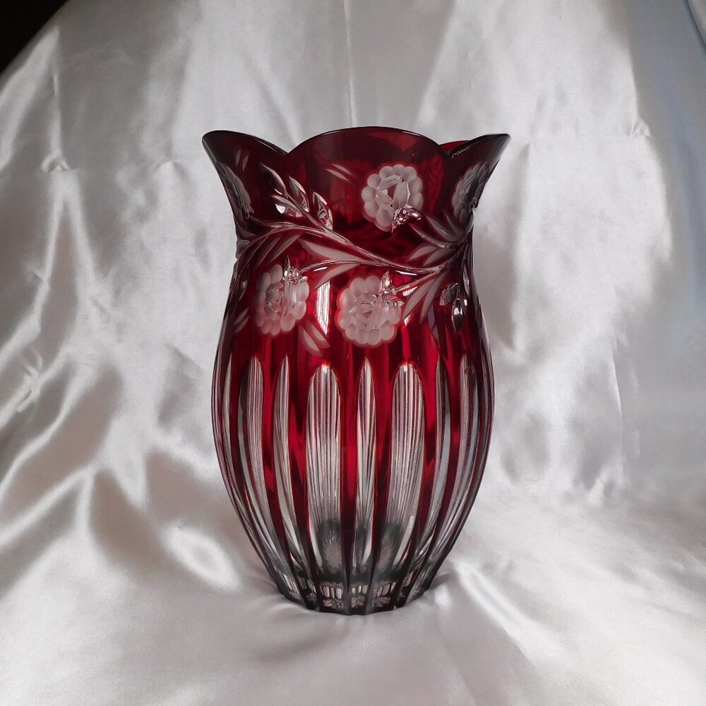 Bright Pink Cut to Clear Vase # 22476